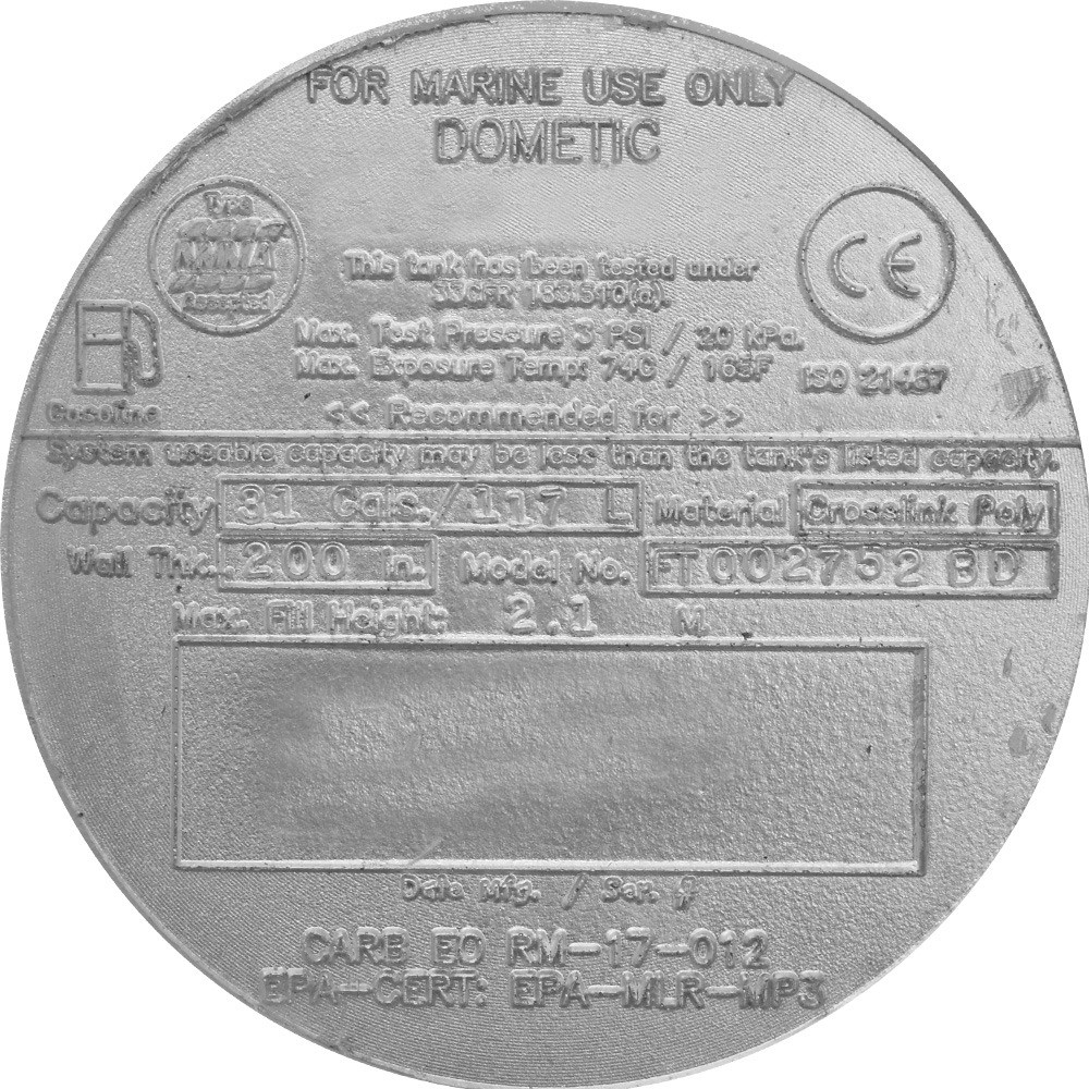 Dometic Boat Gas Fuel Tank FT002752BD | 31 Gallon Poly