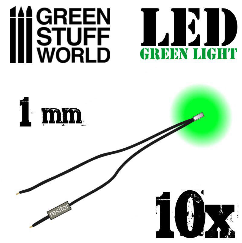 GREEN micro LED Lights - 1mm - Scenery Miniature lighting train infinity tiny