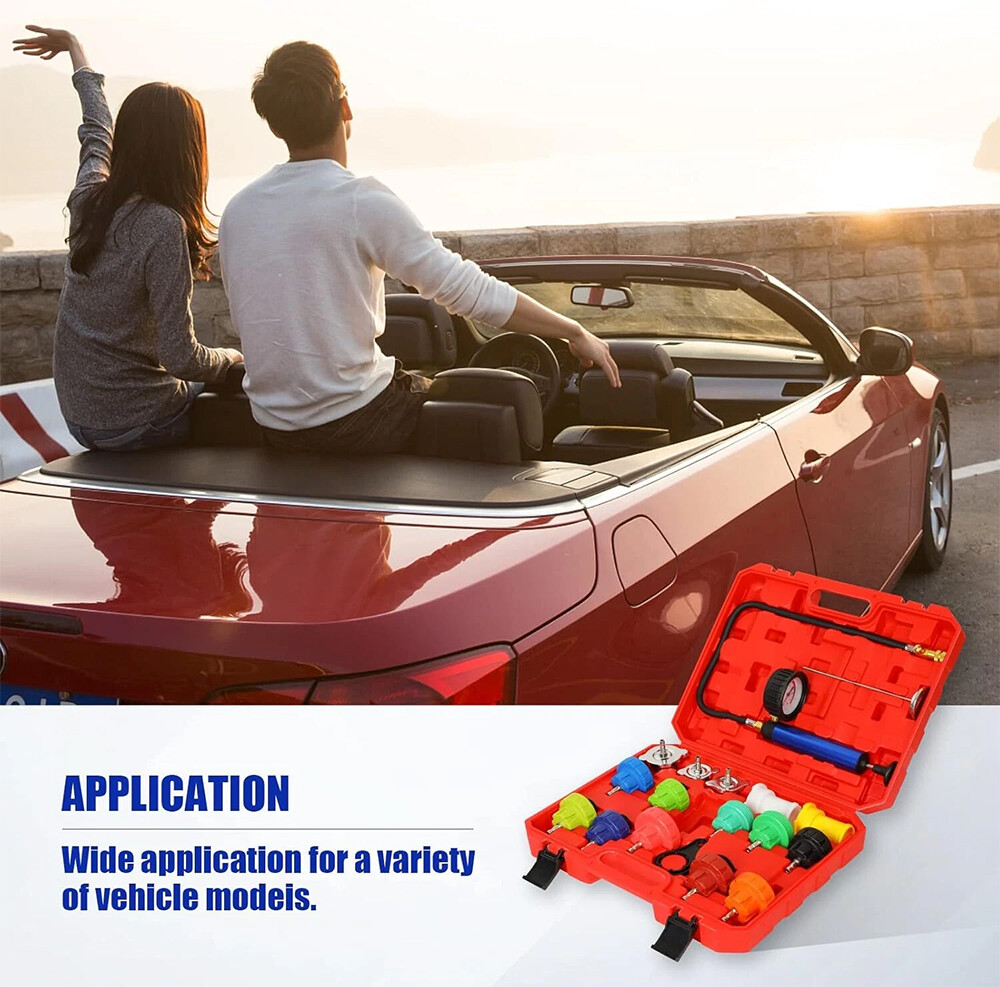 18pcs Universal Radiator Pressure Tester Kit Coolant Vacuum Type Cooling System