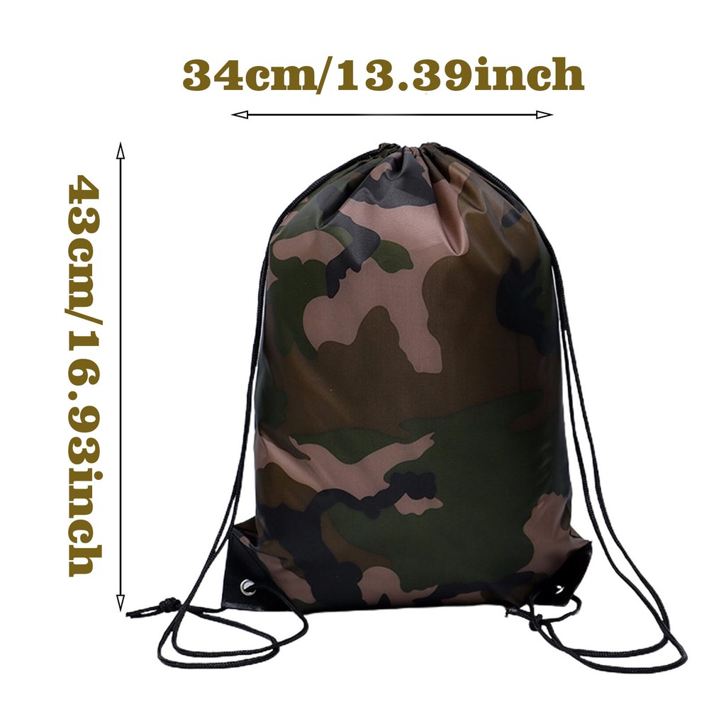 12 Pcs Camo Bag Drawstring Backpack Camouflage Drawstring Bags Army Cinch Bag
