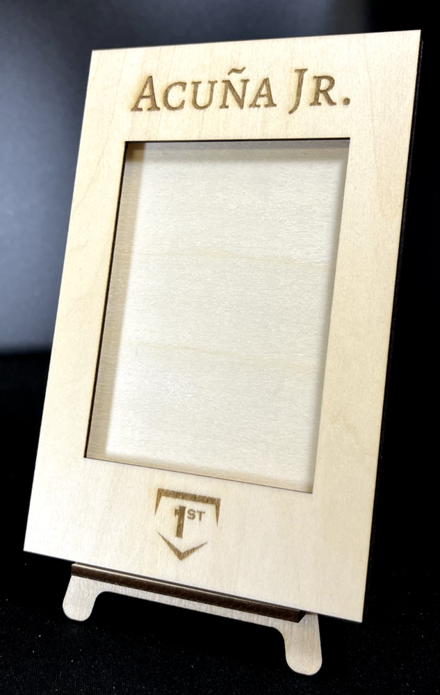 iWoodMD Top Loader Card Display Frame Engraved w/ Ronald Acuna Jr (frame only)