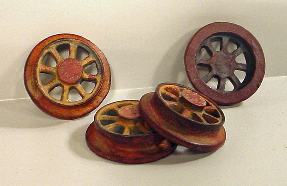 Custom Weathered Model Train Wheels 4 Pc Set G Scale Diorama Accessory Items