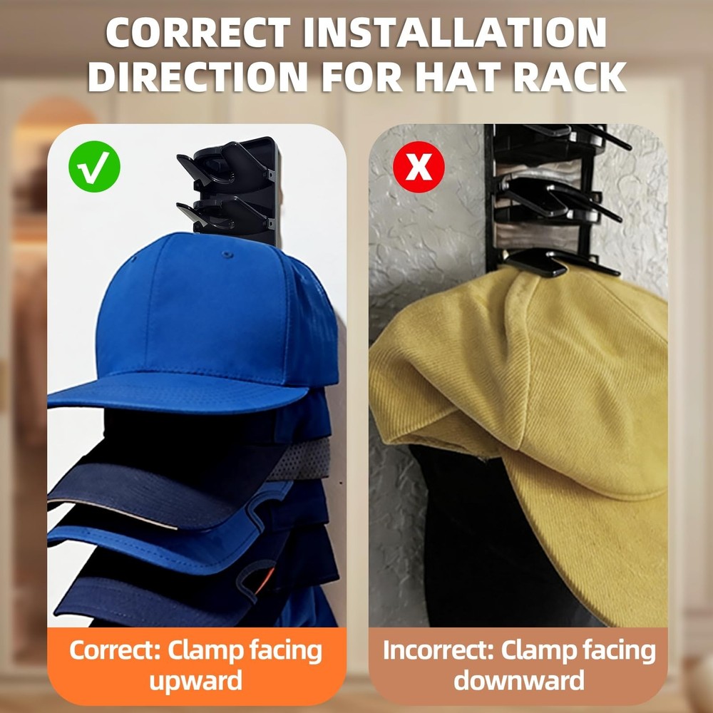 Spring Clip Hat Organizer for Baseball Caps – 2 Pack, Wall Hat Rack for Do