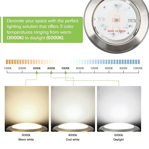 5/6 Inch Selectable CCT LED Disk Light Flush Mount, 3000K/4000K/5000K Silver