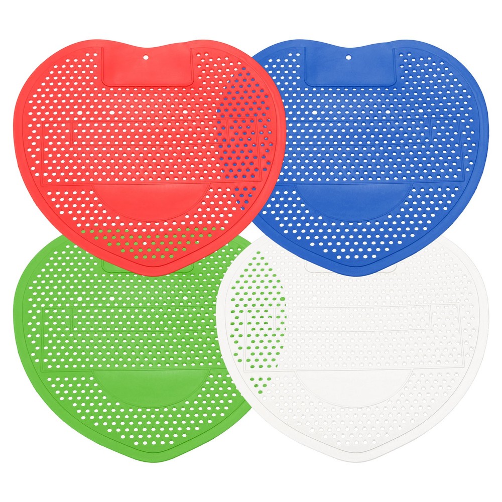 4 Pcs 7.3 x 6.9" Urinal Screen Deodorizer, Green/Blue/White/Red