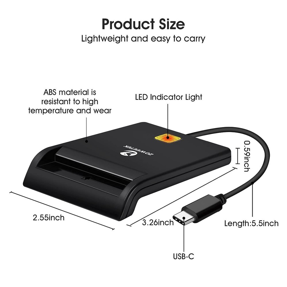 Type C CAC Reader, Smart CAC Card Reader USB C for DOD Military Common Access...