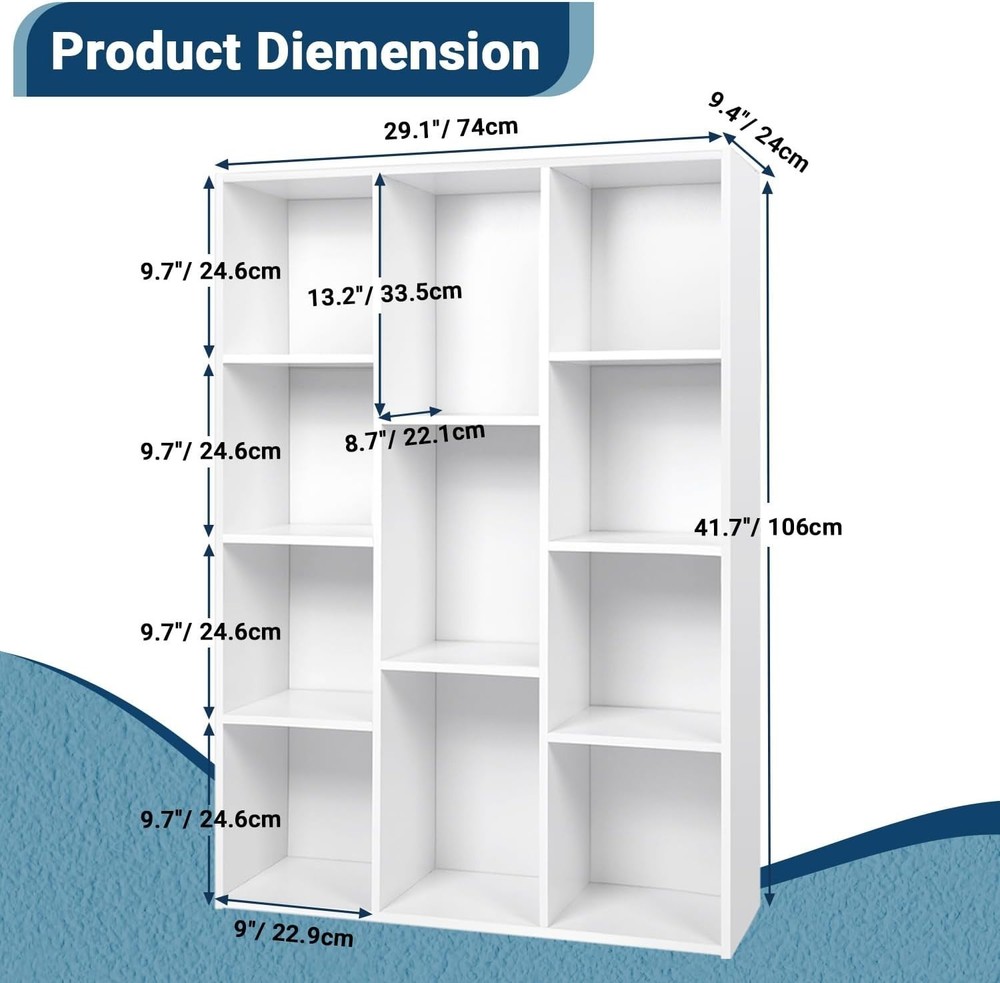 11 Cube Storage Organizer 4 Tier Stackable Bookcase Open Storage Display