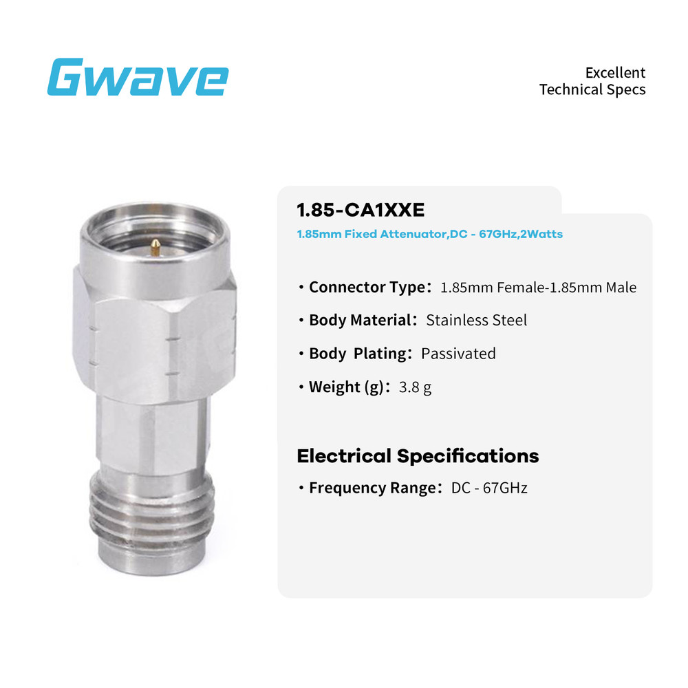 1.85mm Fixed Attenuator | DC - 67GHz | 2Watts