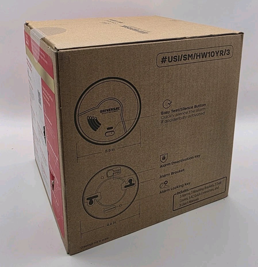 Universal Security (3-Pack) Hardwired & 10-Year Battery Smoke Detector