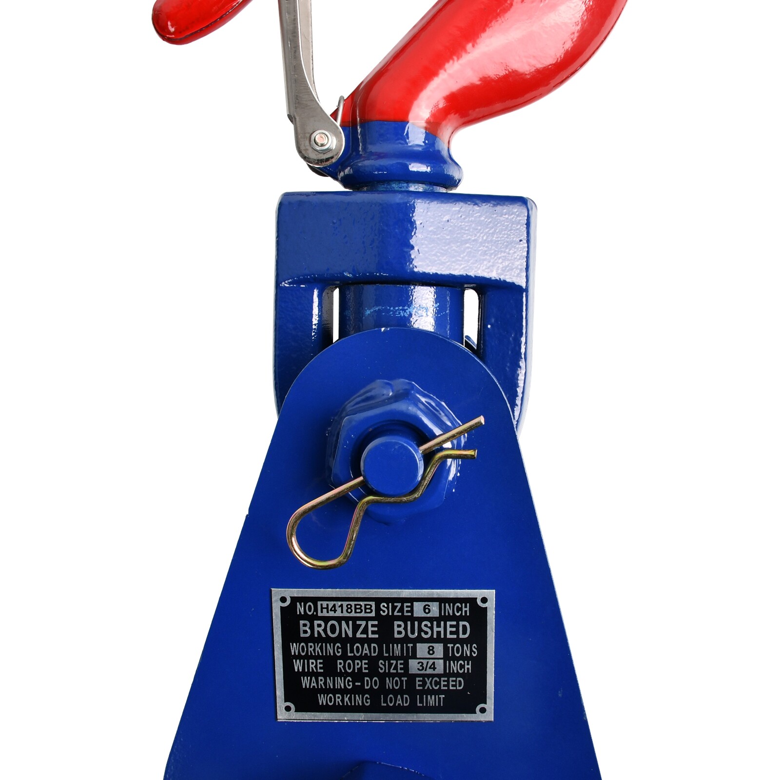 8 Ton Snatch Block with Swivel Hook & Safety Latch 6" Sheave, 3/4" Wire Rope