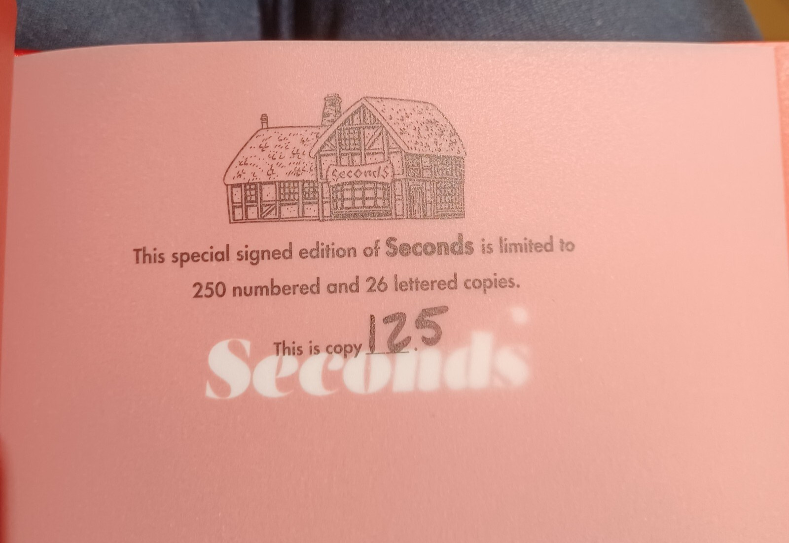 Seconds/Bryan Lee O’Malley Special Edition Signed and Numbered 125/250 BC-TOP