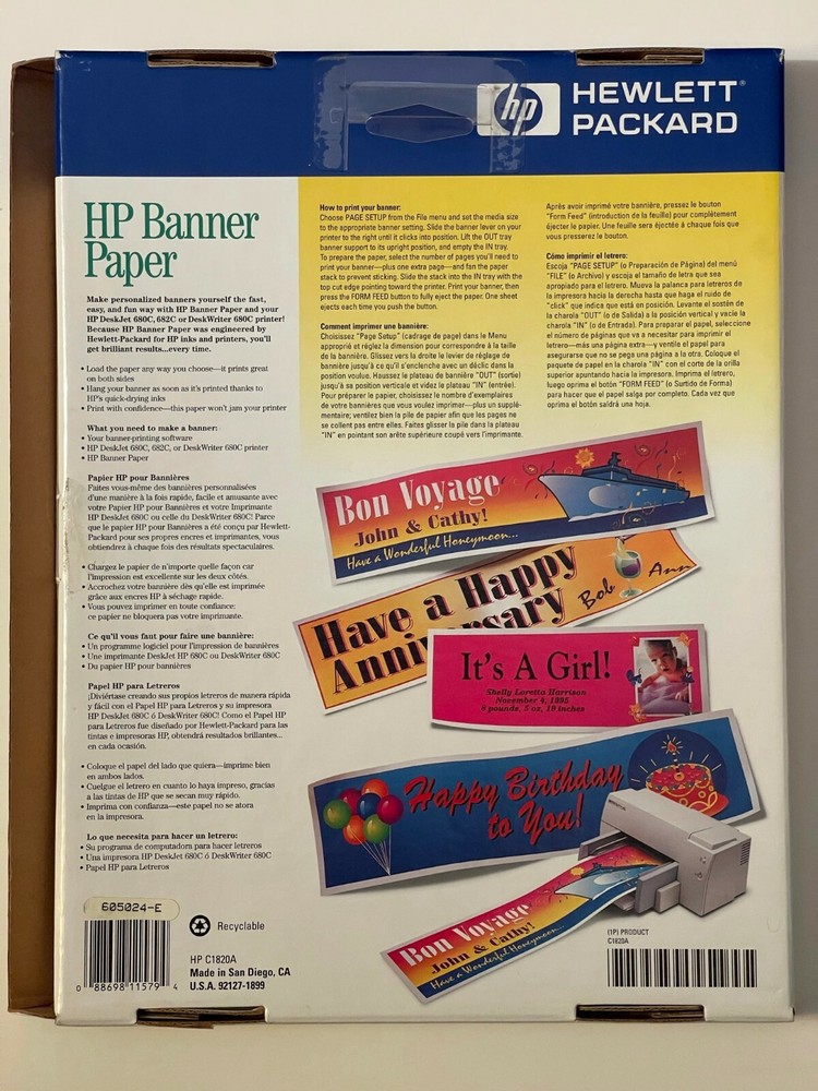 HP Party Banner Paper C1820A (4 sheets missing)