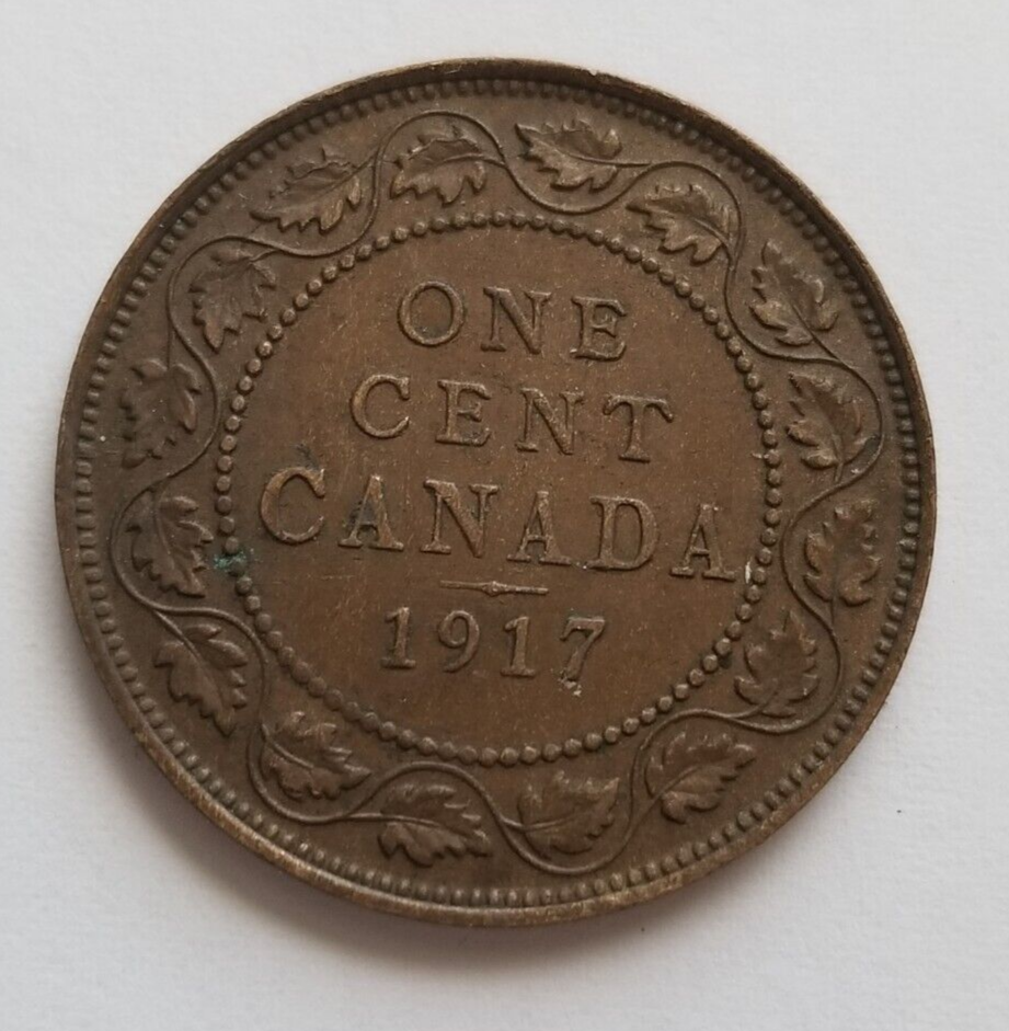 1917 One Cent Large Cent George V Canada 1C