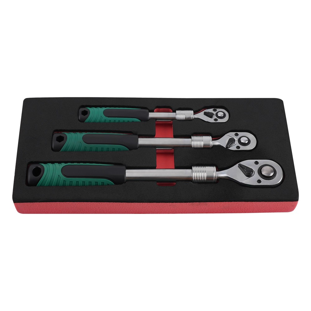 Mechanic Socket Wrench Set 72-Tooth 1/4 3/8 1/2 Drive Extendable Quick Release