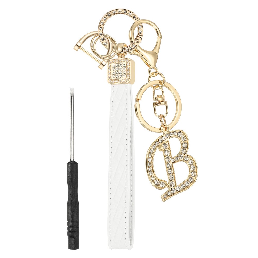 Leather Wristlet Keychain, Chic Letter B Keychains