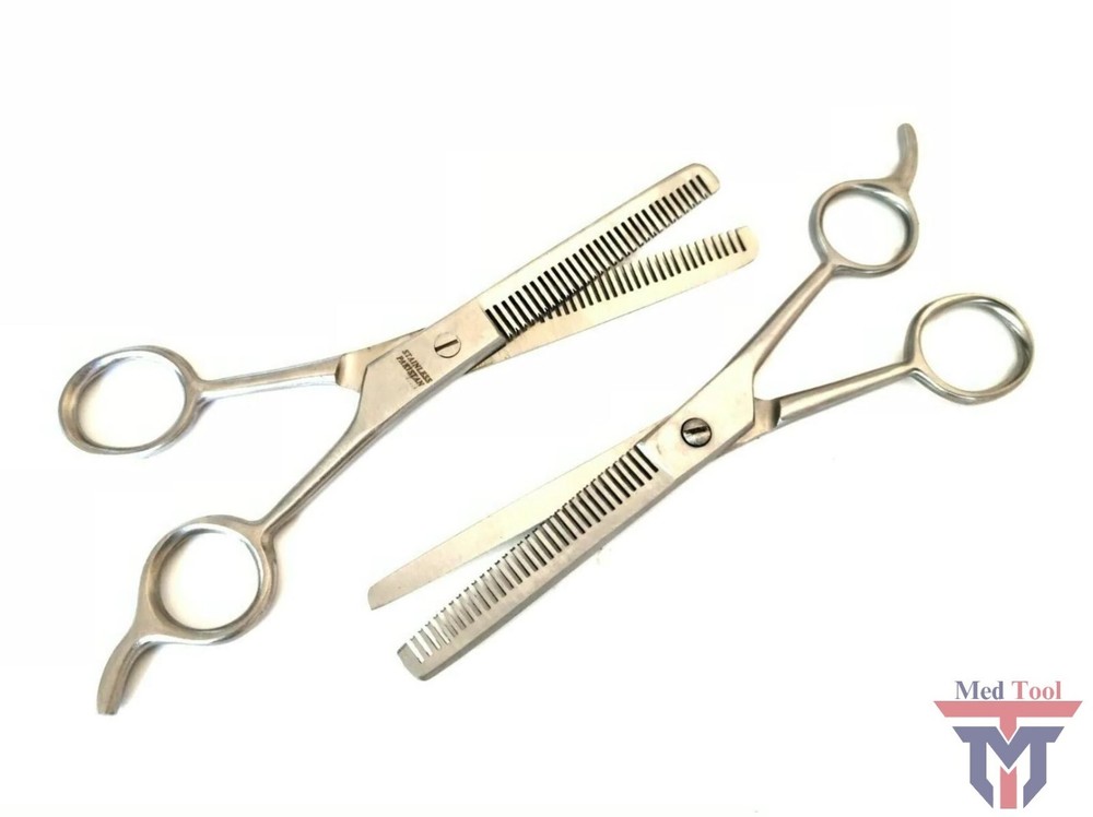 New 2pc Barber Thinning Shears Scissors Combo Set - 6.5" Single & Double Edged