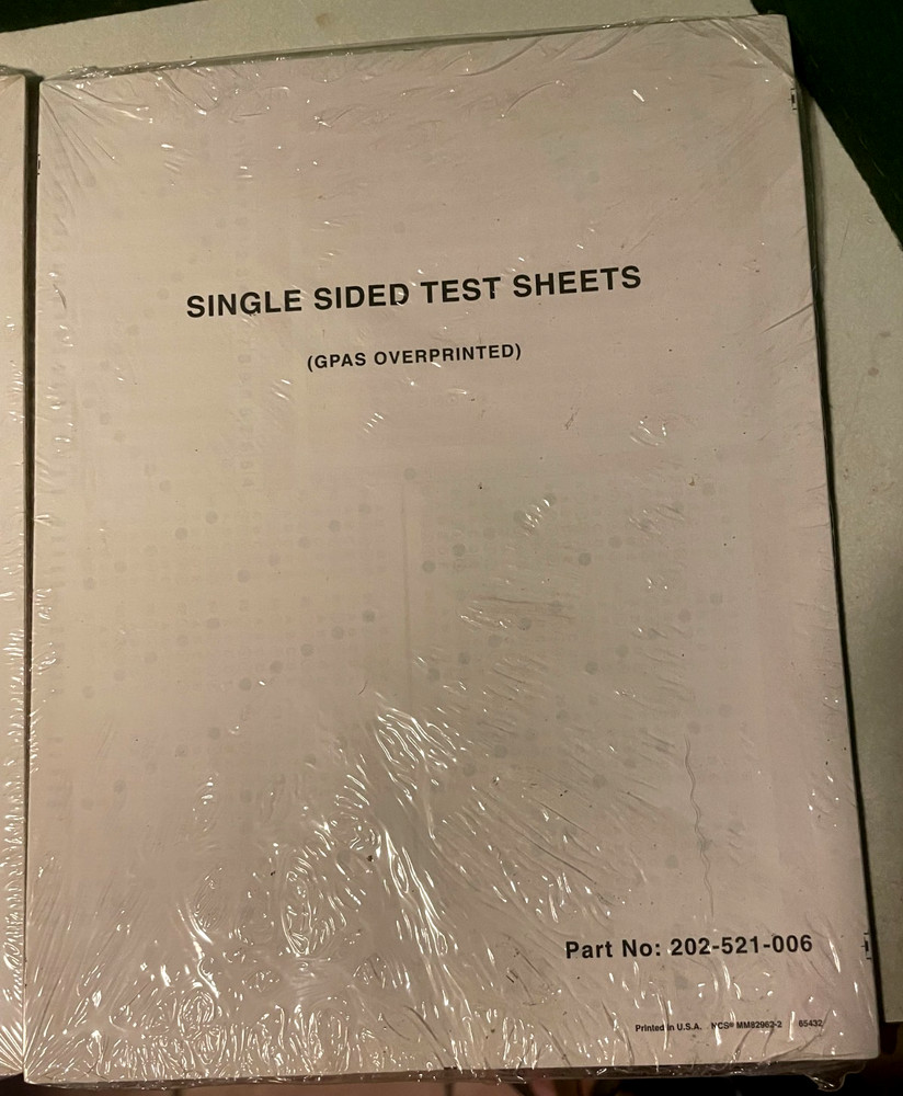 NCS Pearson Test Sheets for Opscan Optical Mark Readers, OMR