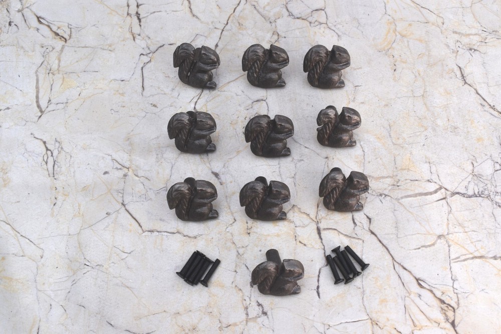 Squirrel Shape Vintage cast iron cabinet drawer door Gate knobs handles pull 10p