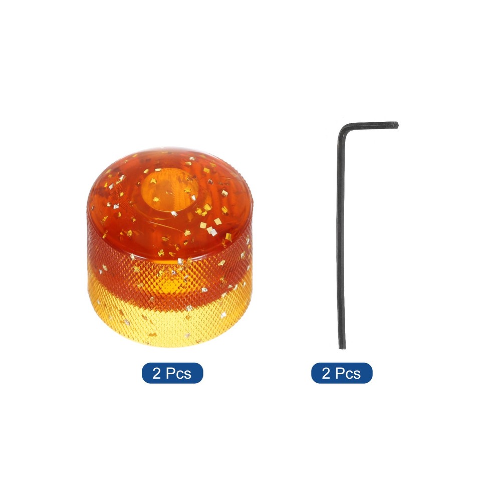 Dome Knobs Guitar Knob 6mm Flake Glitter Brown with Inner Hexagon Spanner 2Pcs