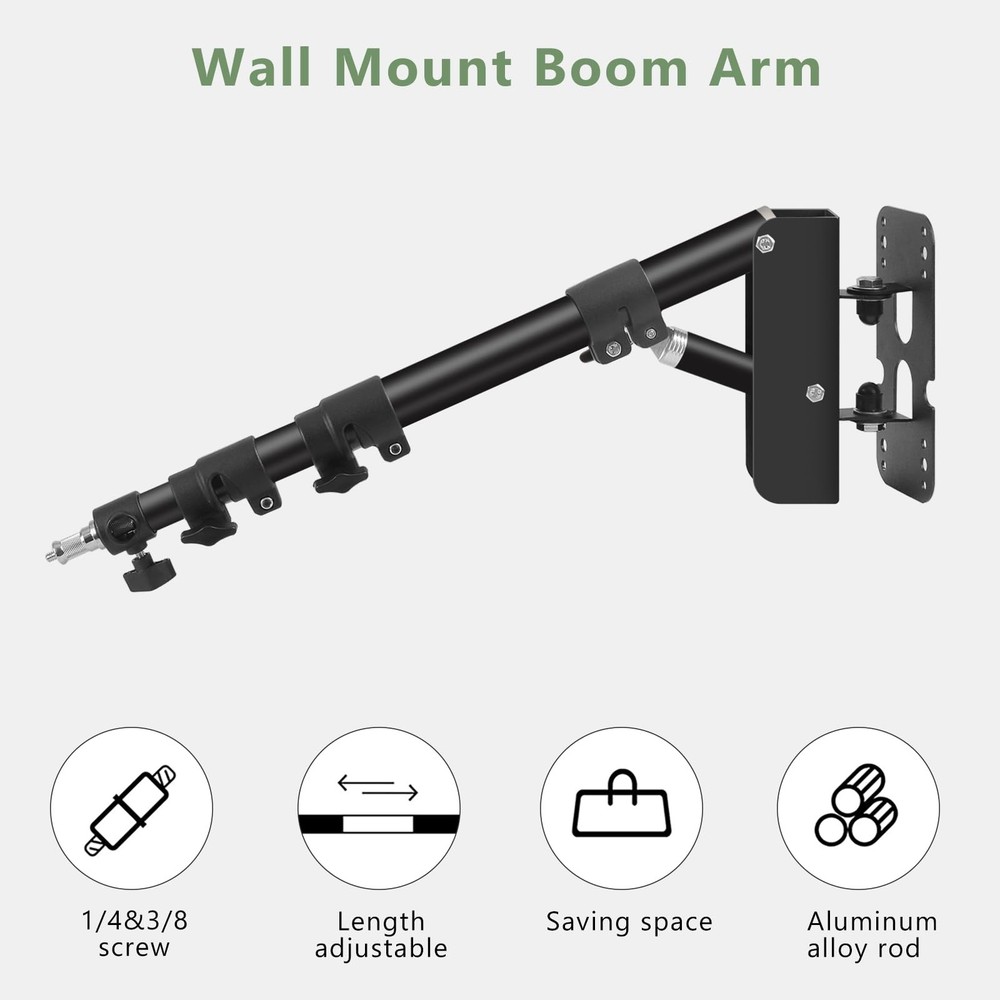 Ring Light Wall Mount with Triangle Base, 43.3inch/110cm Length Adjustable Su...
