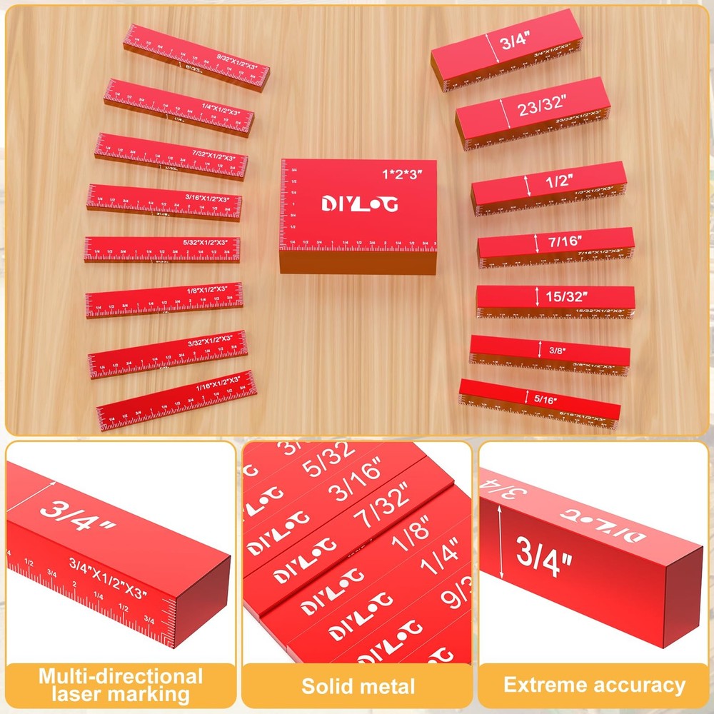 Setup Blocks Woodworking, Setup Blocks Height Gauge Set, 16 PCS Setup Blocks ...