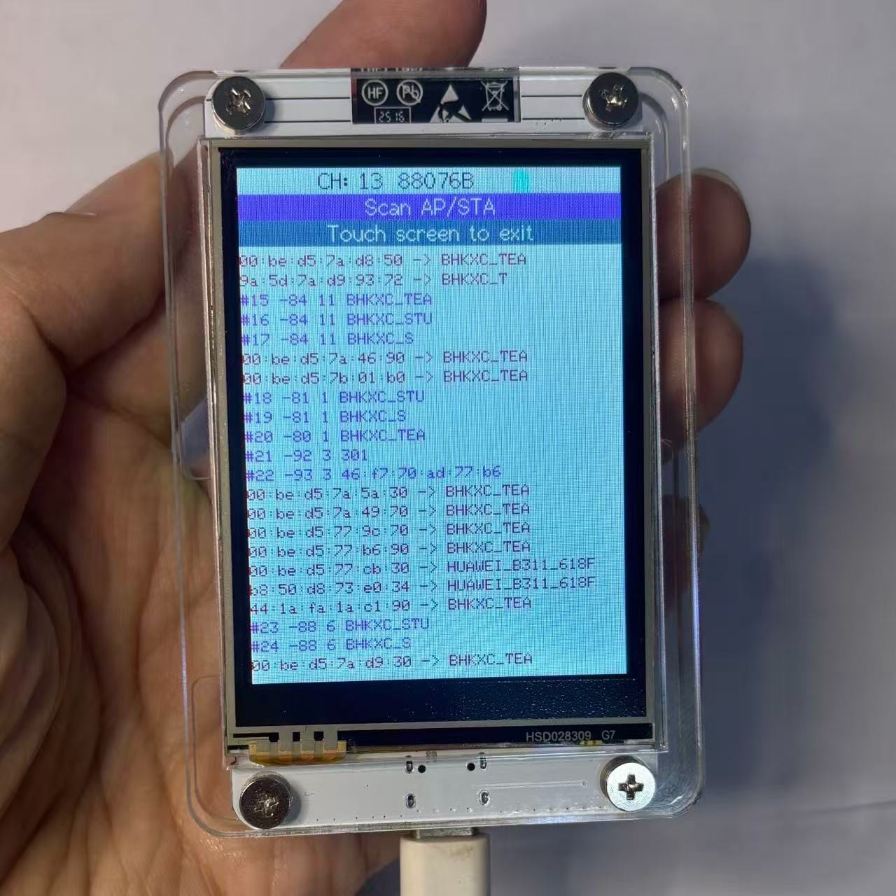 ESP32 Marauder WiFi BT Network Monitor 2.8" Touch Screen RSSI Data Readout