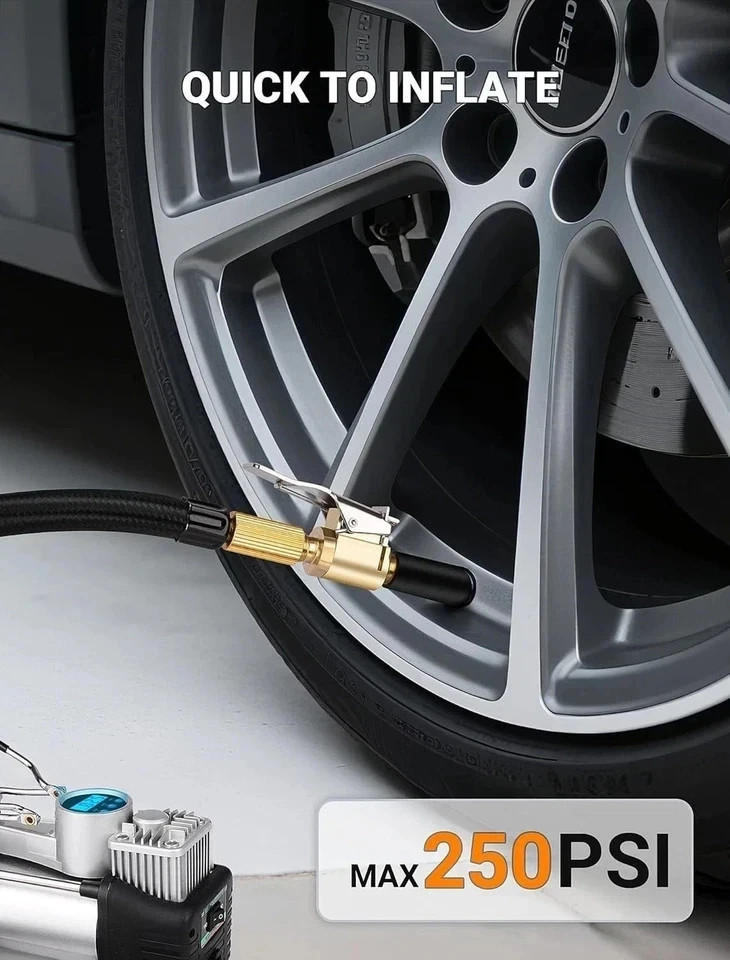 1-Pack Brass Tire Air Chuck, Locking Quick Connect Inflator Hose Adapter, No Lea