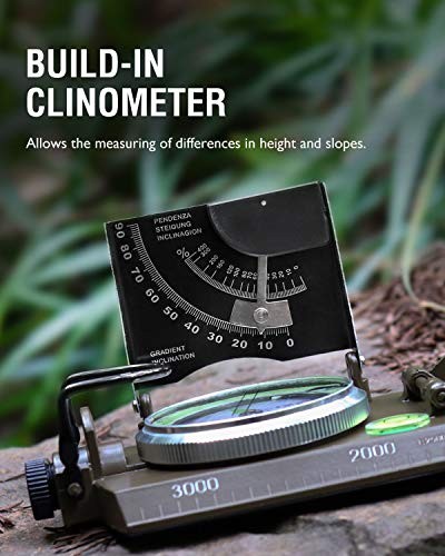Multifunctional Military Sighting Navigation Compass with Inclinometer-Green