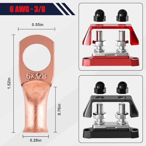 Bus Bar Distribution Block 12V 250A Dual Stud