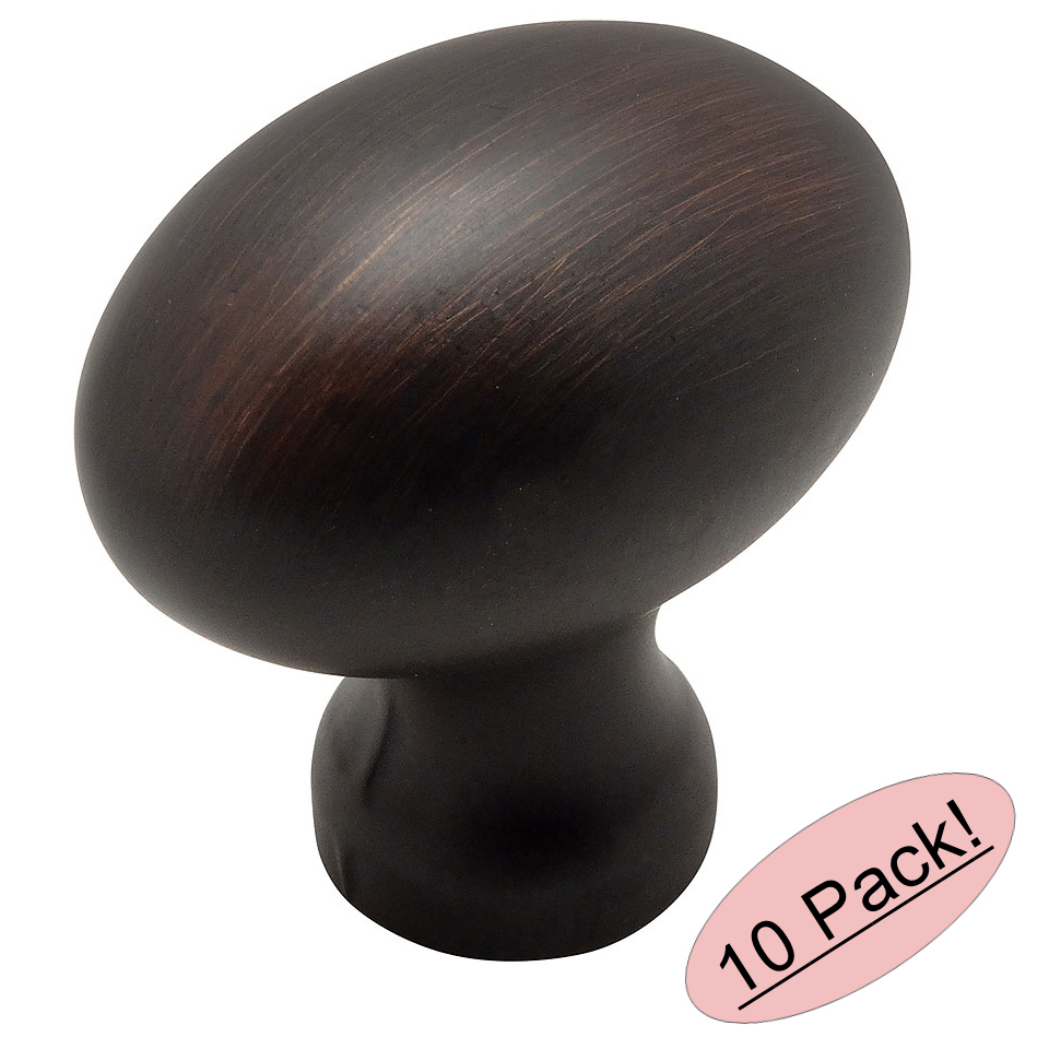 *10 Pack* Cosmas Cabinet Hardware Oil Rubbed Bronze Oval Knobs #6021ORB