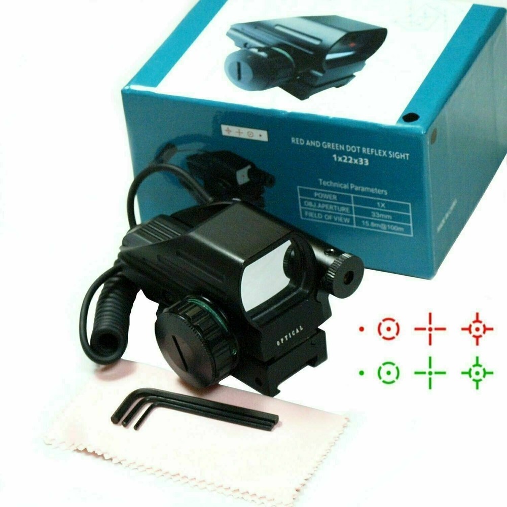 Tactical Holographic Red / Green Reflex Scope with laser sight combo 4 Reticles