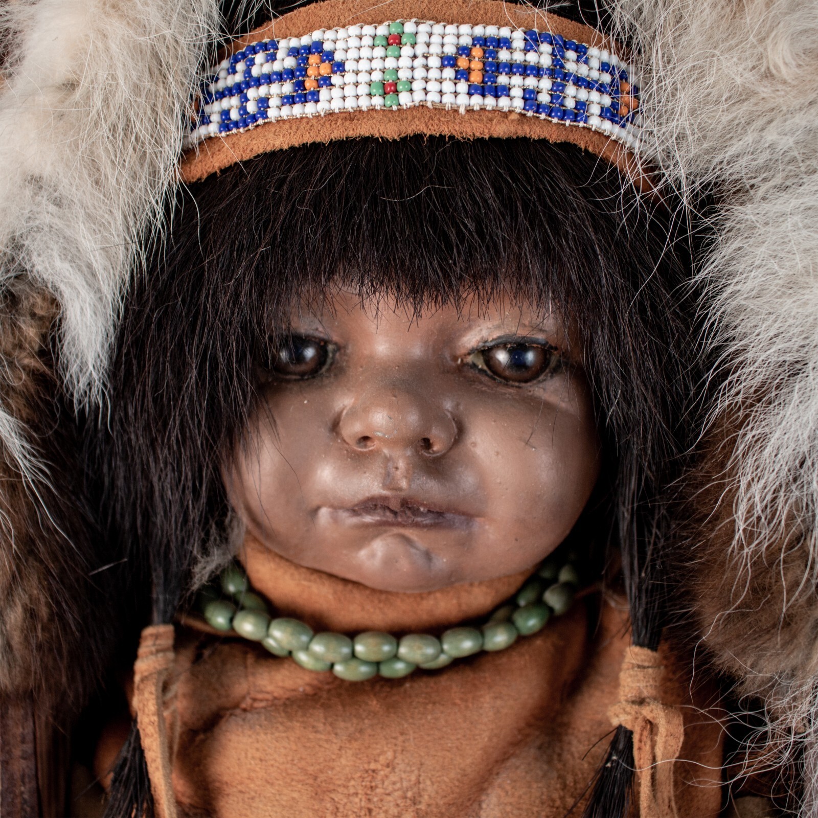 Vintage 1960's ALASKA Handcraft Eskimo Papoose Doll Cradle Large 39"L x 9.5"W