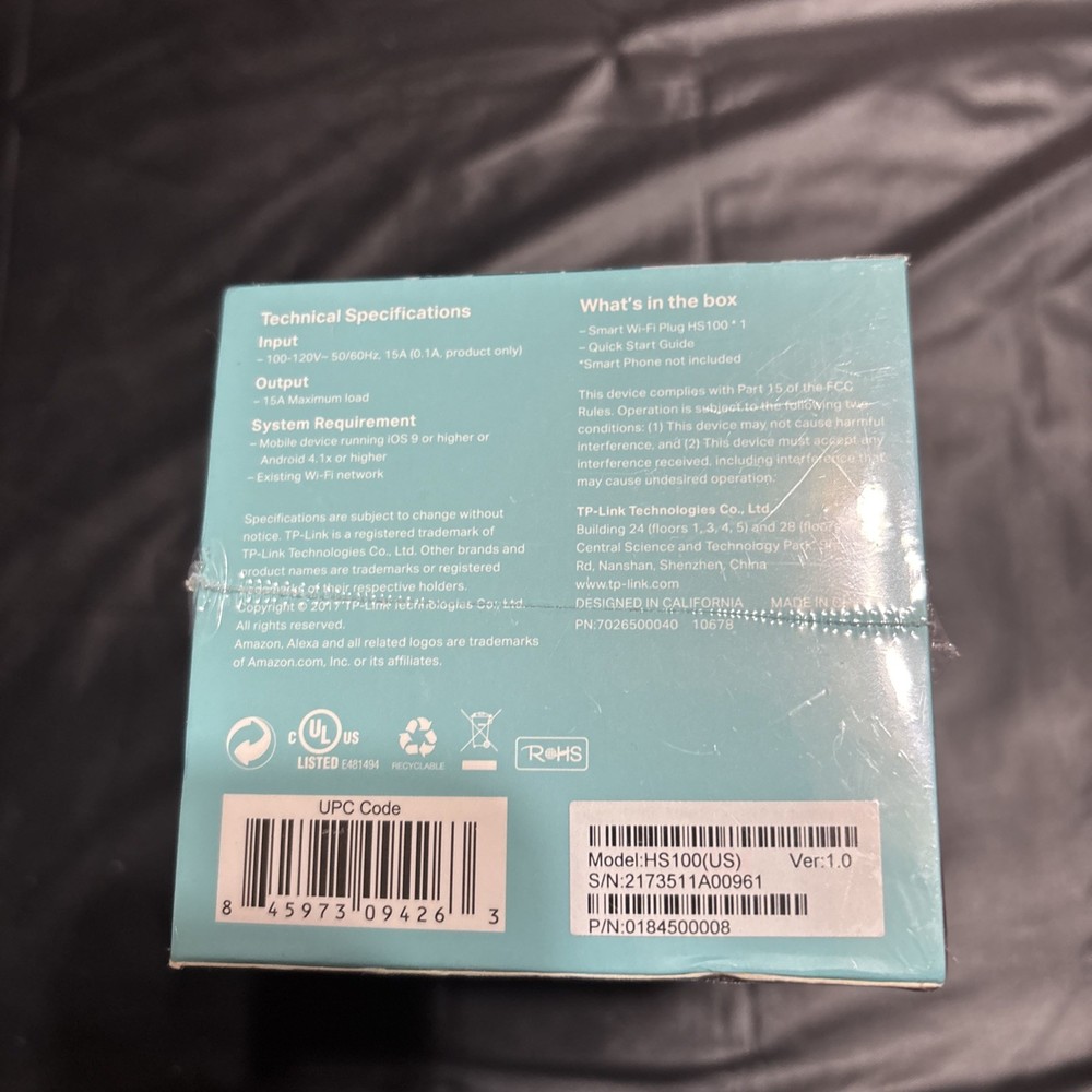 TP-Link HS100 Smart WiFi Plug Google Assistant & Amazon Alexa New Factory Sealed