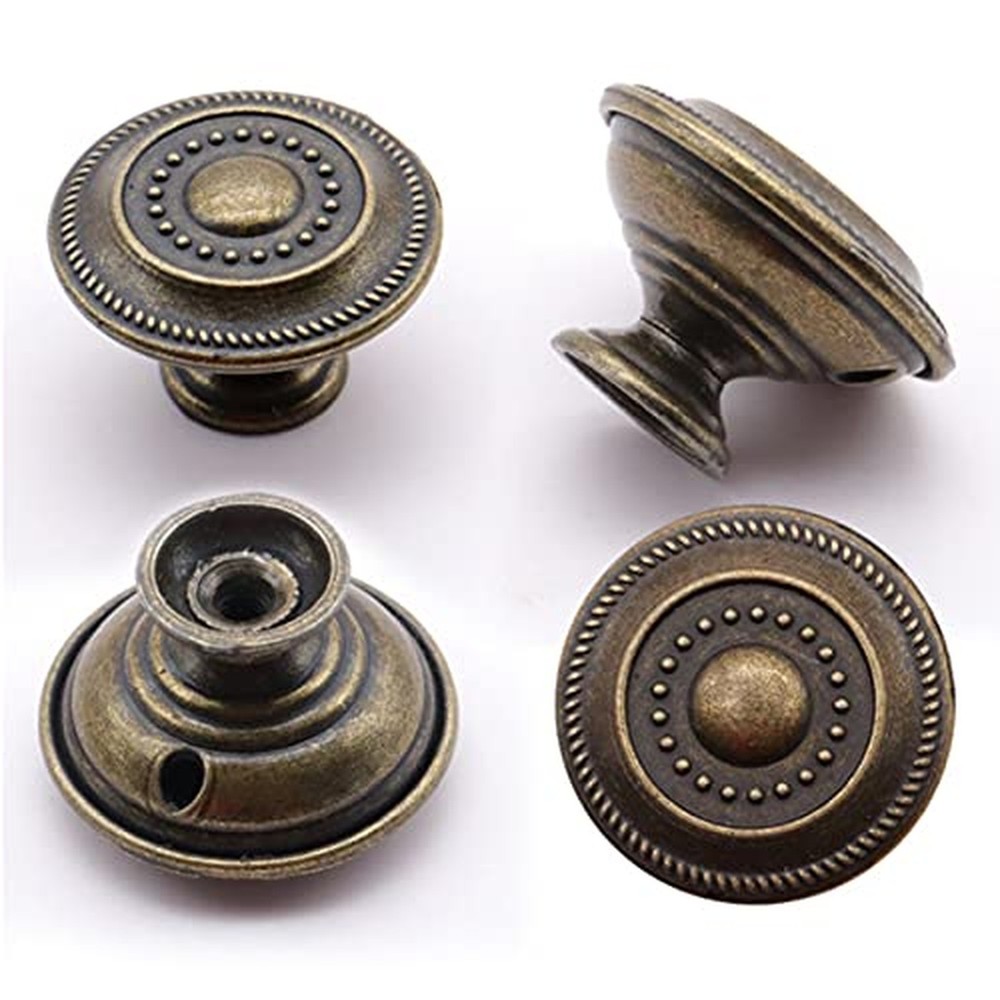 LXZ 8 PCs Vintage Antique Brass Knobs Handles - Drawer Knob Pulls with Emboss...