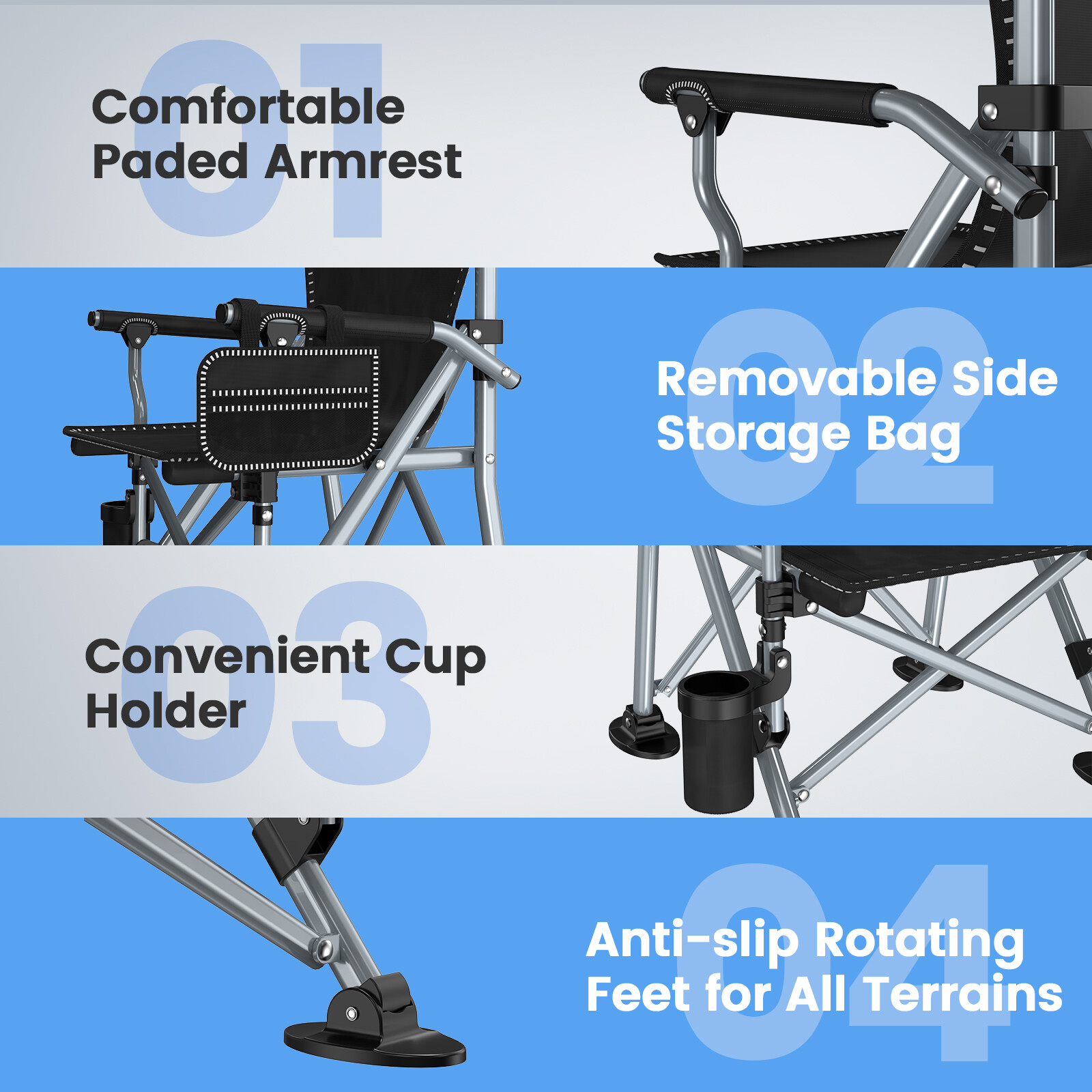 2 Pack Portable Camping Chair Heavy Duty Folding Chair w/ Cup Holder Oversized