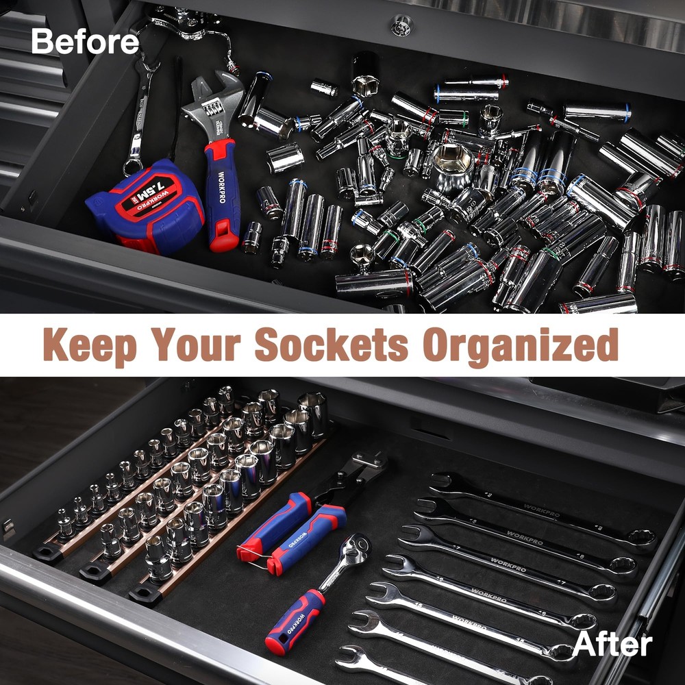 Magnetic 1/4'' Drive Socket Organizer Heavy Duty Socket Holder (No Socket)
