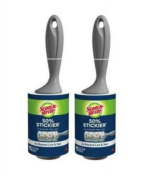 Scotch Brite 3M Lint Roller 50% Stickier 95 Sheets Pet Hair, Crumbs 2 Pack