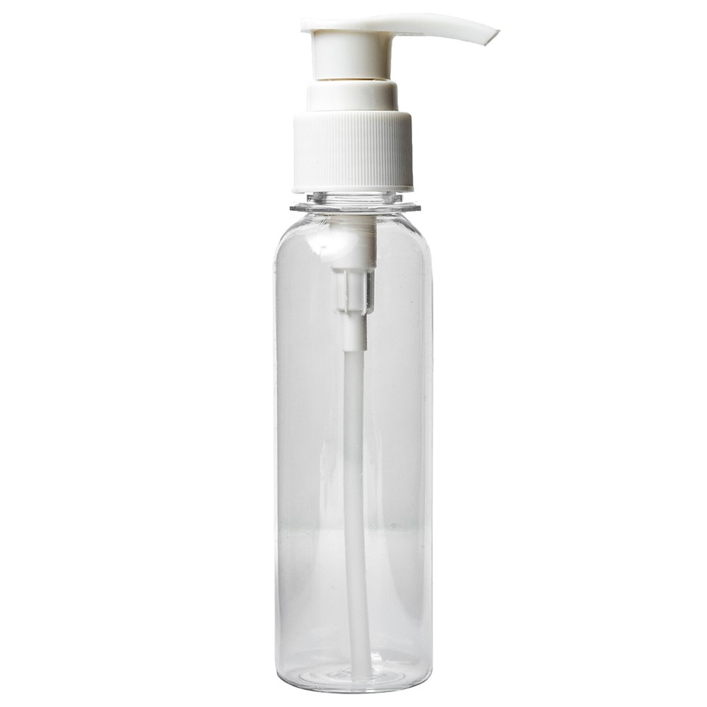 4 oz Clear PET Cosmo Plastic Bottle with White Pump Top (2 Pack)
