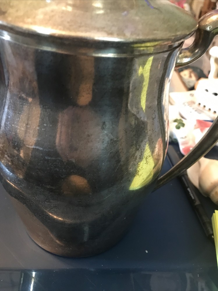 Vintage H S Silver On Copper Water Pitcher