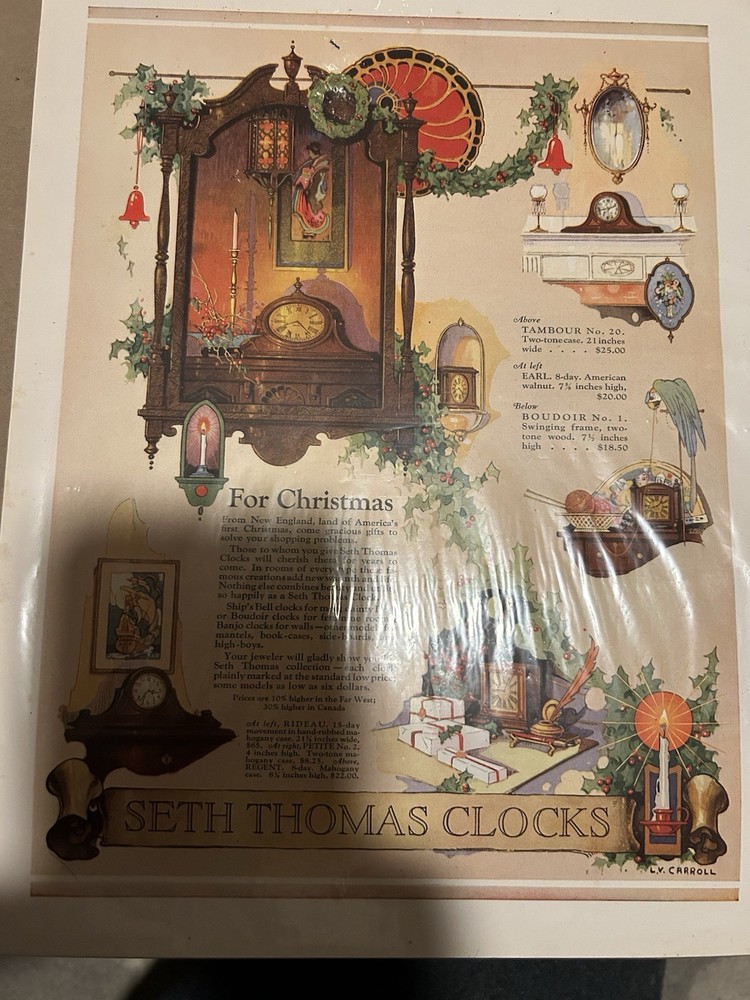 Vintage Seth Thomas Clock Advertisement Original Ad.