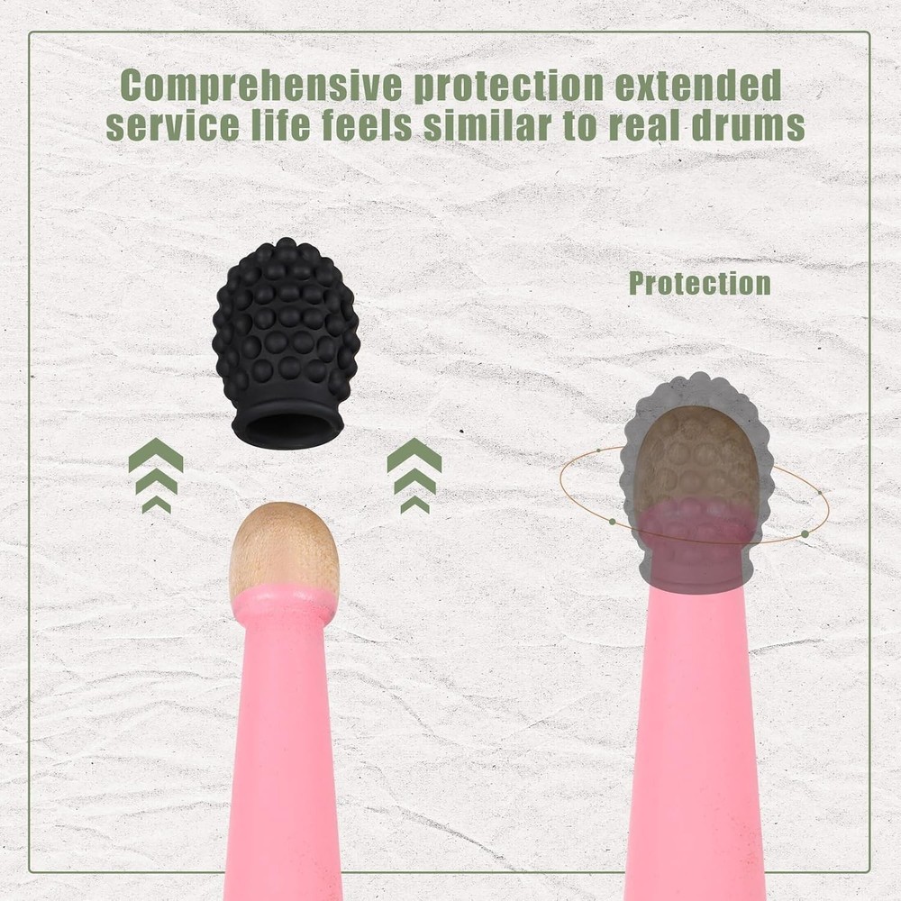 4 Pieces Drum Mute Drum Dampener Silicone Drumstick Silent Practice Tips Perc...