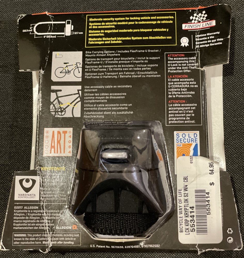 KRYPTONITE KryptoLok - MOUNT ONLY - STD with 4" flex NEW