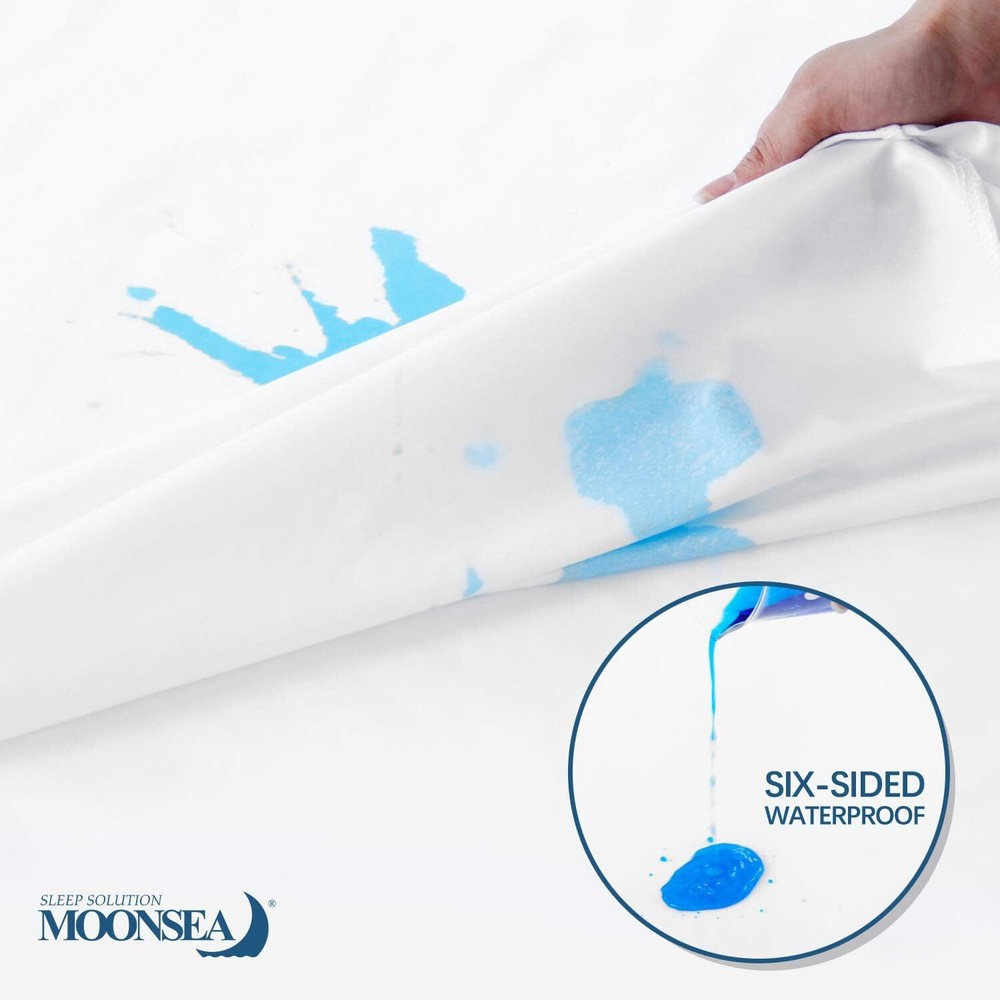 Zippered Mattress Encasement Protector Box Spring Cover 6-Side Waterproof
