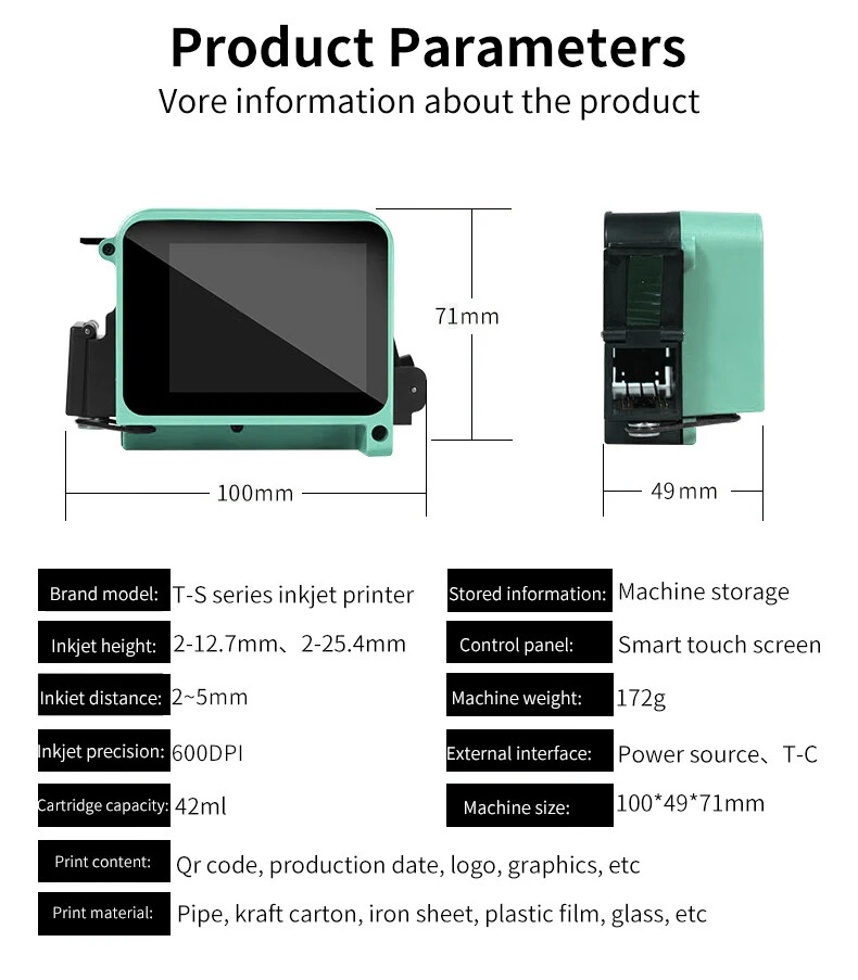 Handheld mini inkjet printer intelligent expiration date batch encoder