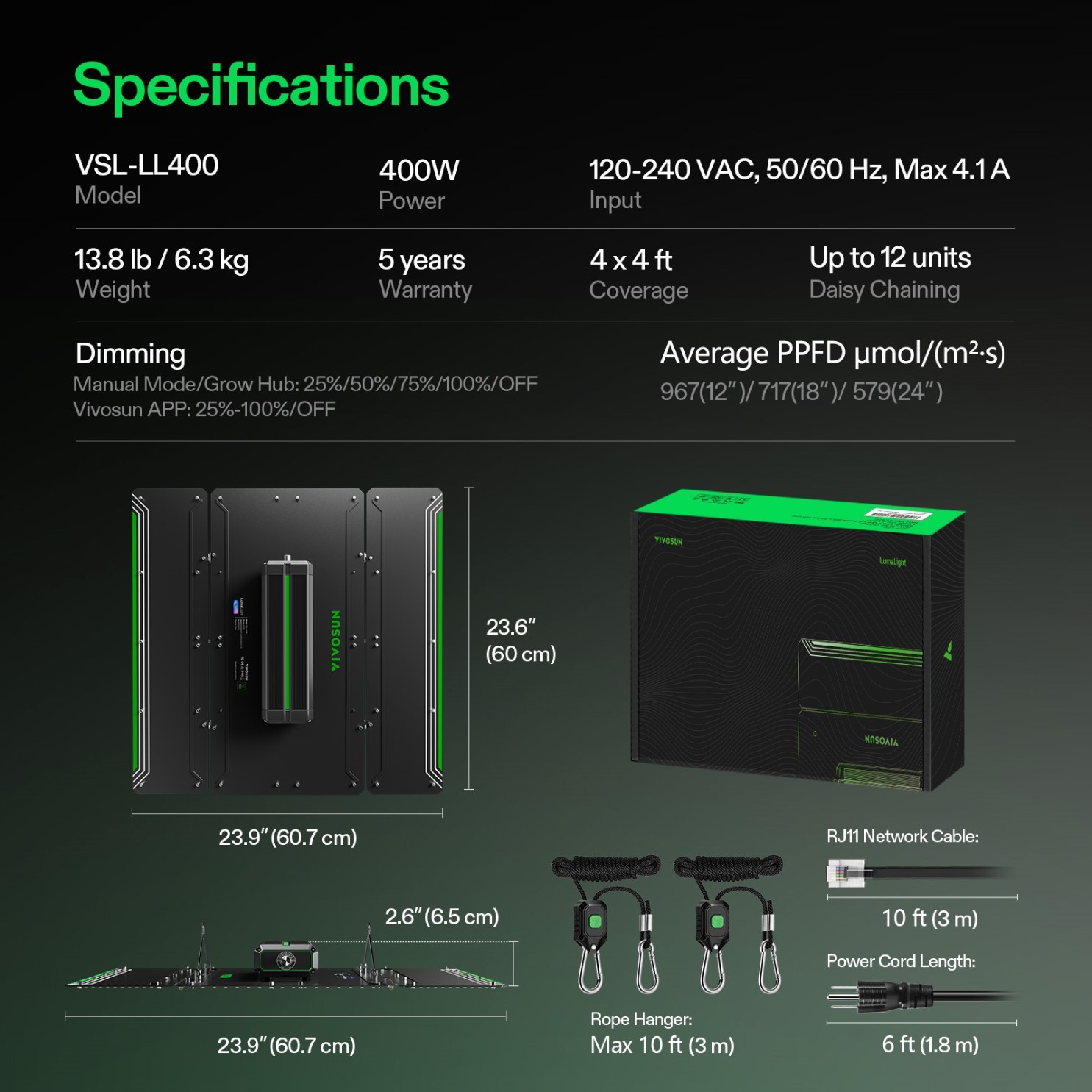 VIVOSUN 4x4ft Wifi Starter Grow Tent Kit 400W LED 6" Ventilation Kit A22 GrowHub