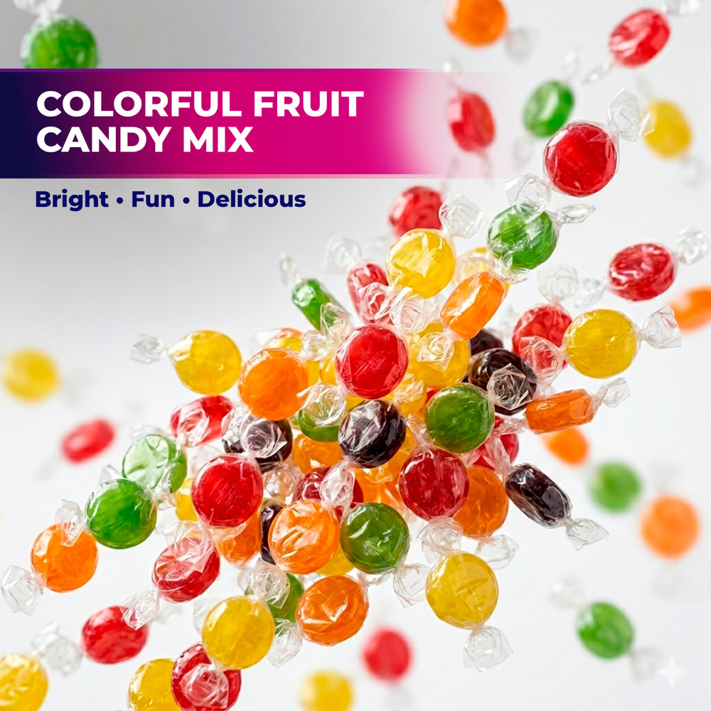 Assorted Fruit Hard Candy, 90 Pcs Individually Wrapped Fruit Drops – Bulk 16 oz