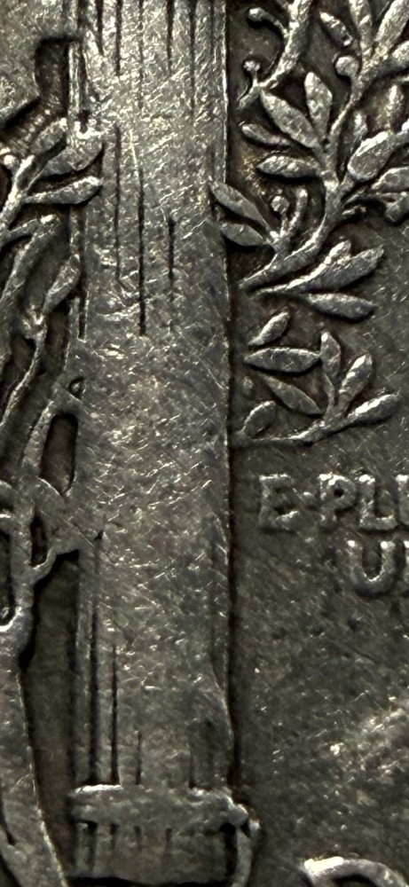 1945 Mercury 90% Silver Dime-Errors: No Mint Mark, GOD & Rollover Marks-Back