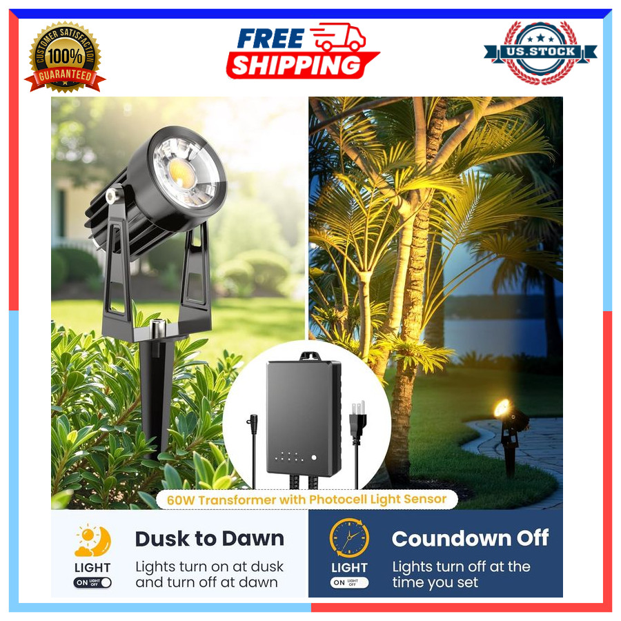 8-Pack Low Voltage Landscape Lighting Kit with 60W Transformer & 65ft Wire