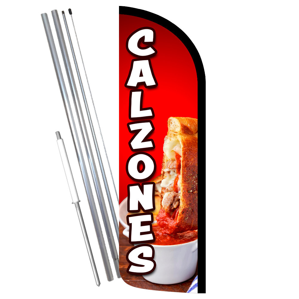 CALZONES Premium Windless Feather Flag Bundle (Complete Kit) OR Optional Replace