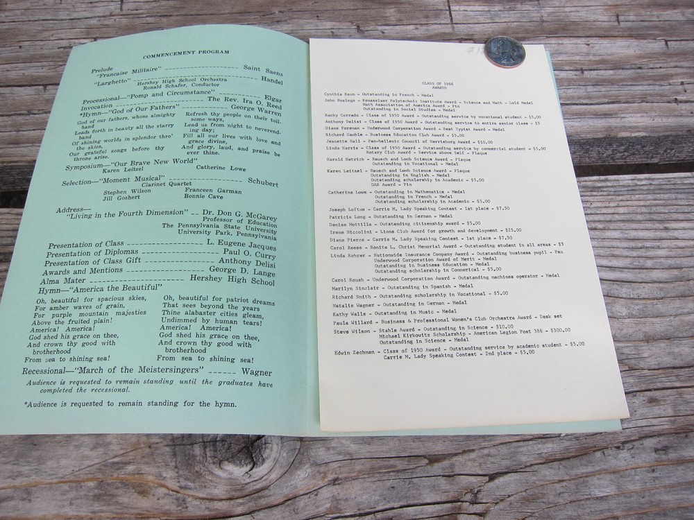 1966 M. S. Hershey Junior & Senior High School Hershey PA Commencement Program